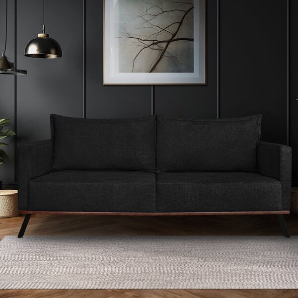 Sofá Zeki 2 Lugares 160 Cm Linho Boucle Preto