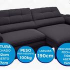 Sofá Zeus 1,90m Retrátil E Reclinável Velosuede Preto - Netso