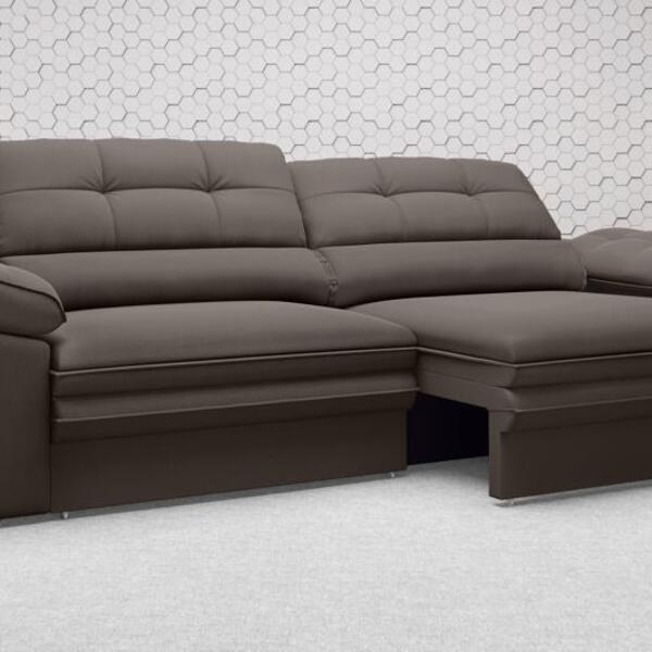 Sofá Zeus 2,10m Retrátil E Reclinável Velosuede Chocolate - N