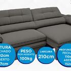 Sofá Zeus 2,10m Retrátil E Reclinável Velosuede Cinza - Netso