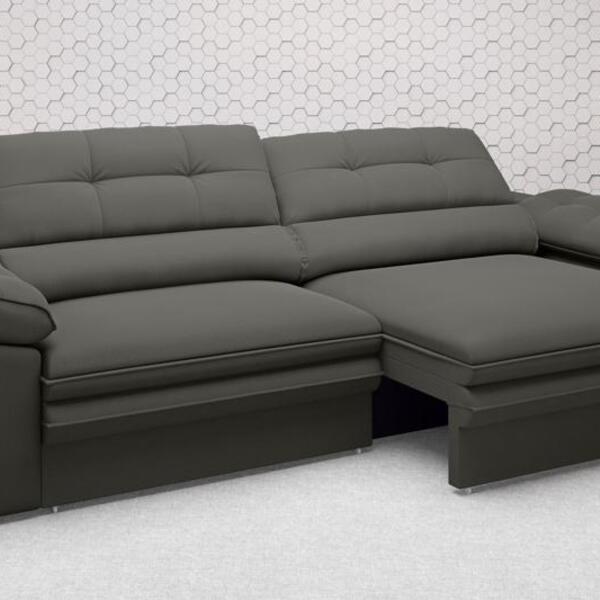 Sofá Zeus 2,10m Retrátil E Reclinável Velosuede Cinza - Netso