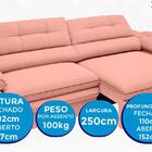 Sofá Zeus 2,50m Retrátil E Reclinável Velosuede Rose - Netsof