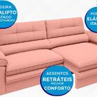 Sofá Zeus 2,50m Retrátil E Reclinável Velosuede Rose - Netsof
