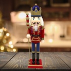 Soldado Quebra Nozes Madeira Natal Luxo 38cm Vermelho E Azul