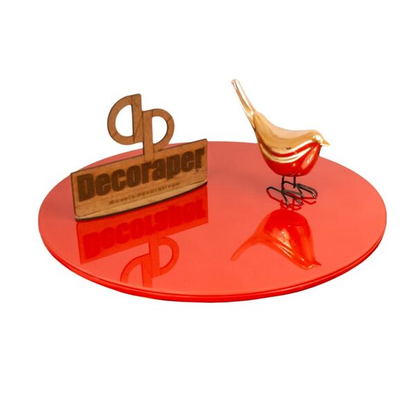 Somente Tampo Para Mesa Tripe Com 50cm E Vidro - Vermelha