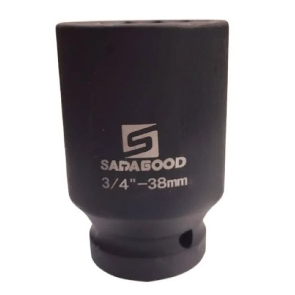 Soquete De Impacto Pneumático 38mm Preto Estriado Longo