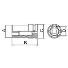Soquete De Impacto Sextavado Longo Em Aço Cromo Molibdênio 34