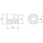 Soquete Estriado Em Aço Cromo Vanádio 2.3/16" - Encaixe 1"