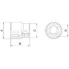 Soquete Estriado Em Aço Cromo Vanádio 2.3/16" - Encaixe 1"