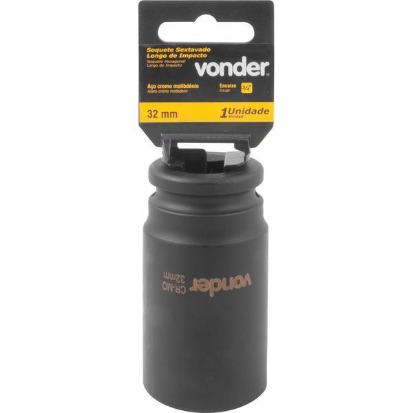 Soquete Sextavado Impacto Longo 3/4" 32mm Aço Cromo Vonder