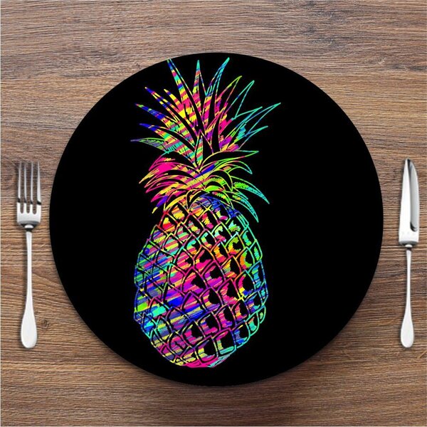 Sousplat Abacaxi Colorido Em Mdf 35x35cm
