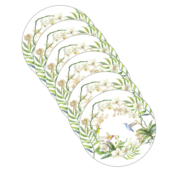 Sousplat Beija Flor Orquídea - 6 Peças - Com Base