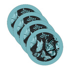 Sousplat Borboleta Azul/preto - 4 Peças - Com Base