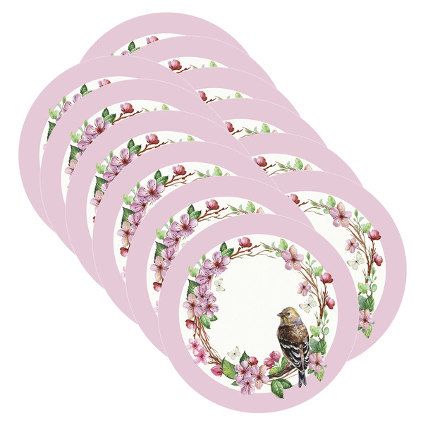 Sousplat Cerejeira Pássaro - 12 Peças - Com Base
