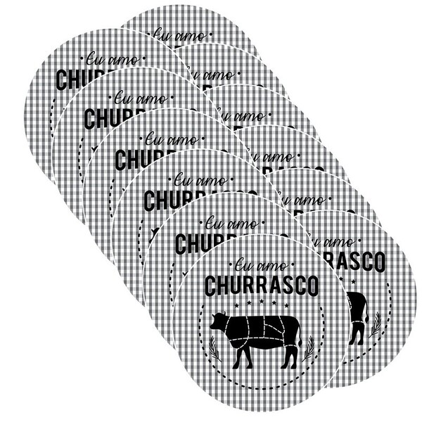 Sousplat Churrasco Preto - 12 Peças - Com Base