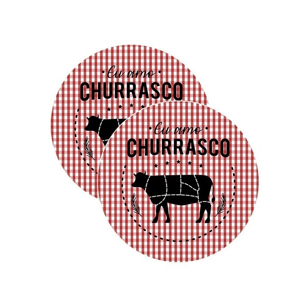 Sousplat Churrasco Vermelho - 2 Peças - Com Base