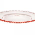 Sousplat De Cristal Coração Borda Rosa 32 Cm - Lyor