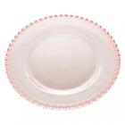 Sousplat De Cristal Coração Borda Rosa 32 Cm - Lyor