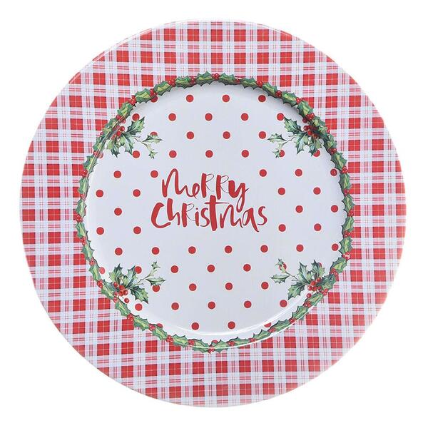 Sousplat De Metal Natalino Xadrez Vrm/vrd 2x33x33 1113790