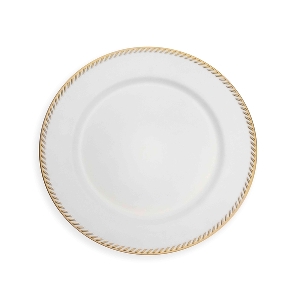 Sousplat De Plástico Branco E Dourado 33 Cm - D'rossi