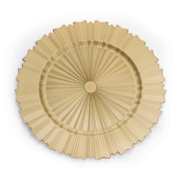Sousplat De Plástico Dourado Com Relevo E Recortes Lateral 33