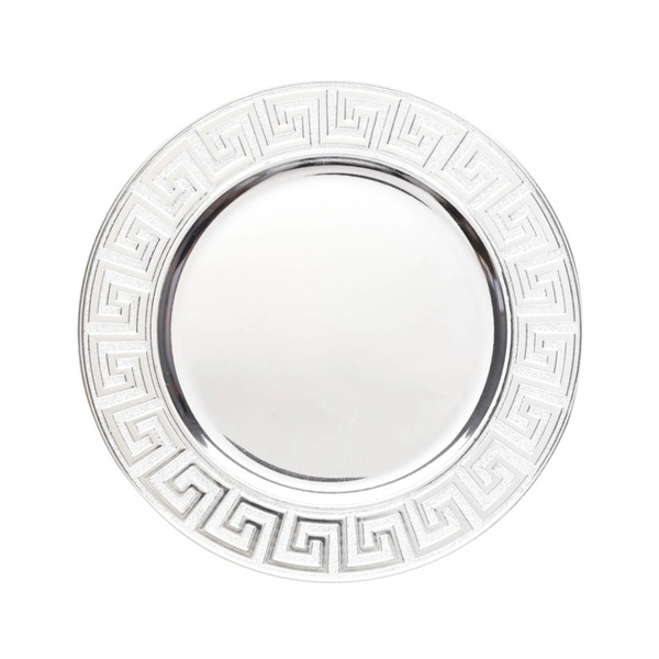 Sousplat De Plástico Espelhado Zig Zag Prata 33cm