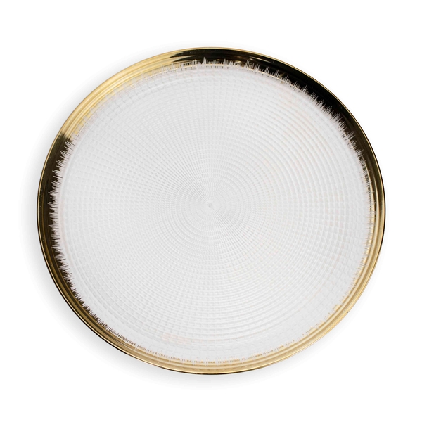 Sousplat De Plástico Transparente Em Relevo E Borda Dourado 3