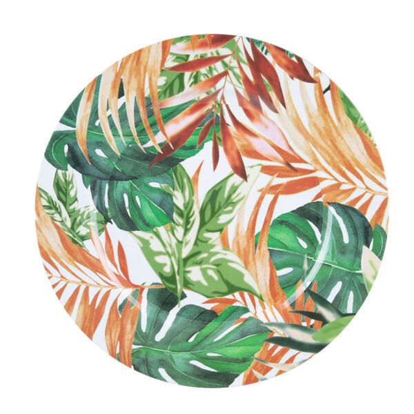 Sousplat De Plástico Tropical Folhagem Branco 33cm - Wolff