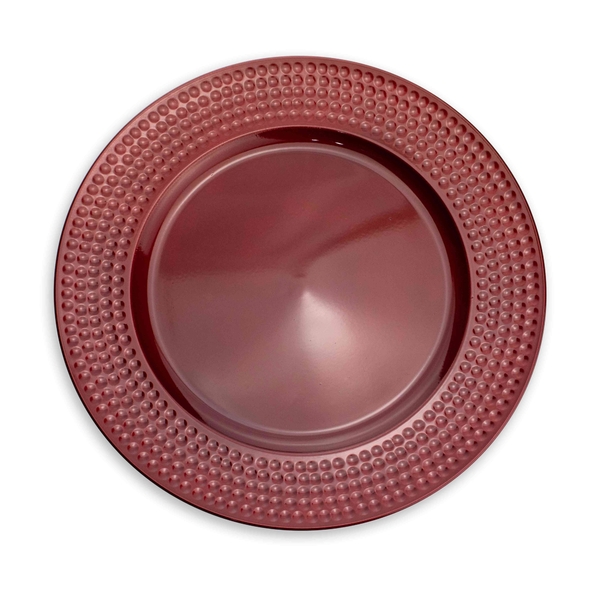 Sousplat De Plástico Vermelho Com Relevo Lateral 33 Cm - Indo