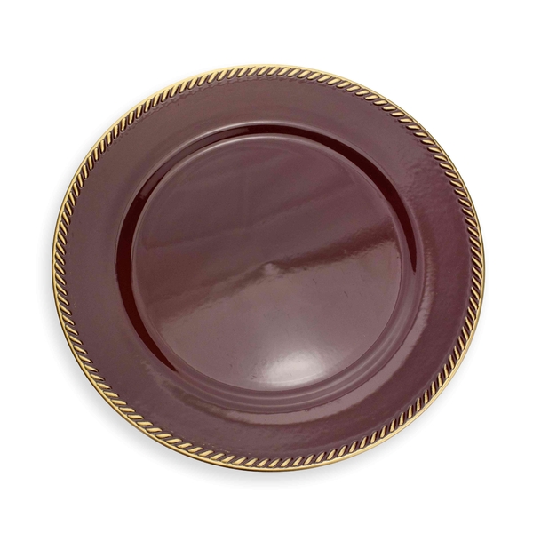 Sousplat De Plástico Vermelho E Dourado 33 Cm - D'rossi