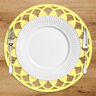 Sousplat Em Mdf Amarelo Mandala Com Borda Vazada  35x35cm