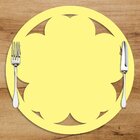 Sousplat Em Mdf Amarelo Vazado Flor 35x35cm