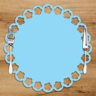 Sousplat Em Mdf Azul Com Borda De Flor 35x35cm