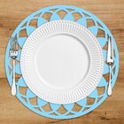 Sousplat Em Mdf Azul Mandala Com Borda Vazada  35x35cm