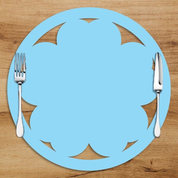 Sousplat Em Mdf Azul Vazado Flor 35x35cm