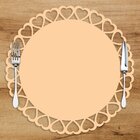 Sousplat Em Mdf Com Borda De Coração Cor Pêssego 35x35cm