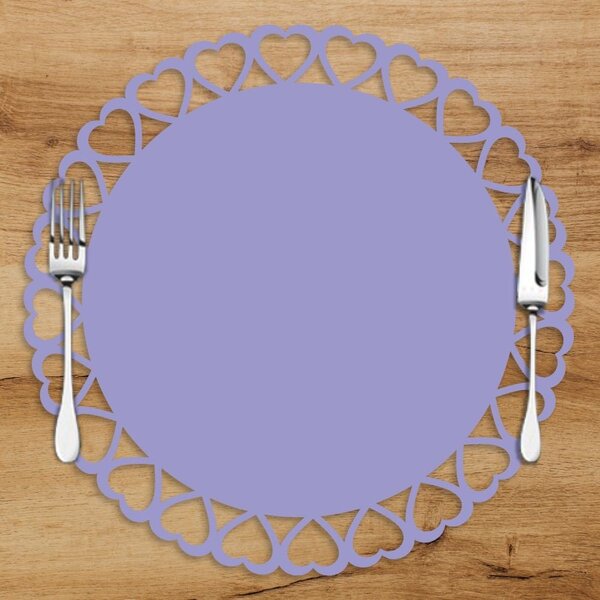 Sousplat Em Mdf Com Borda De Coração Lilás 35x35cm