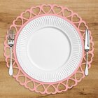 Sousplat Em Mdf Com Borda De Coração Rosa 35x35cm