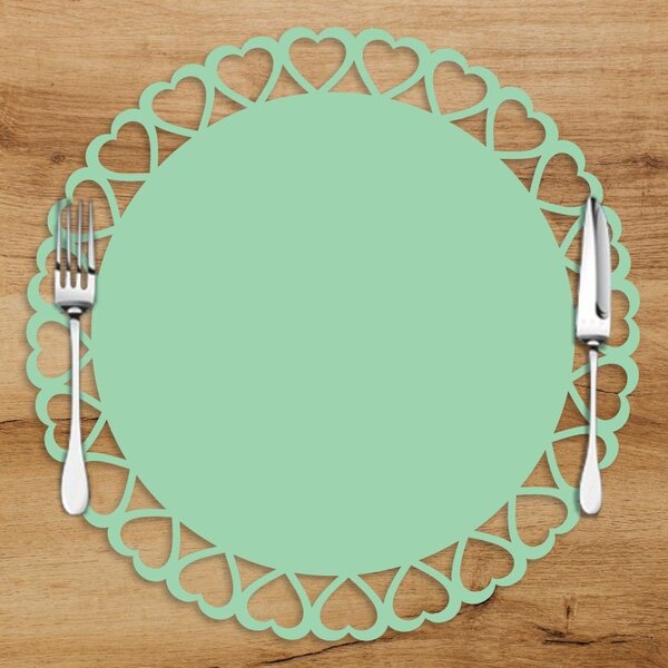 Sousplat Em Mdf Com Borda De Coração Verde 35x35cm