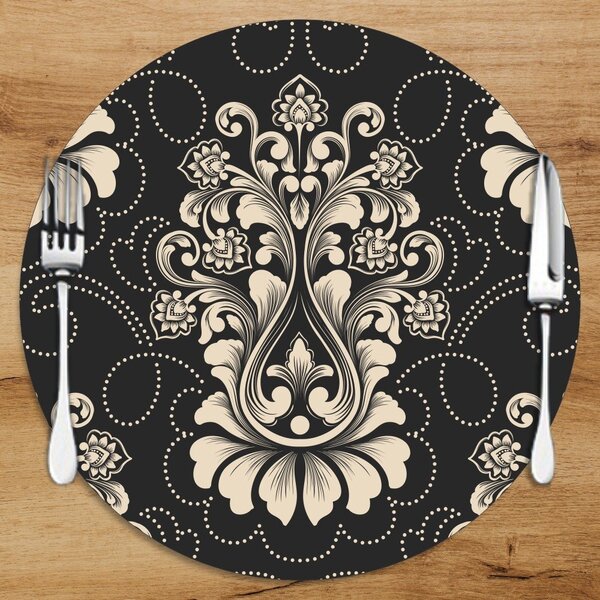 Sousplat Em Mdf Com Estampa Arabesco Bege