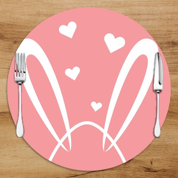 Sousplat Em Mdf Com Estampa Coelho Da Páscoa Corações