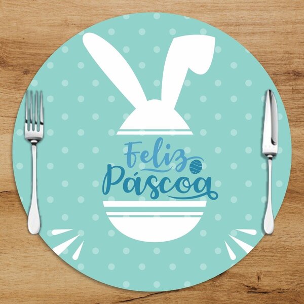 Sousplat Em Mdf Com Estampa Coelho Feliz Páscoa Verde