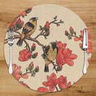 Sousplat Em Mdf Com Estampa De Pássaros E Flores