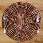 Sousplat Em Mdf Com Estampa De Vime Trançado Marrom