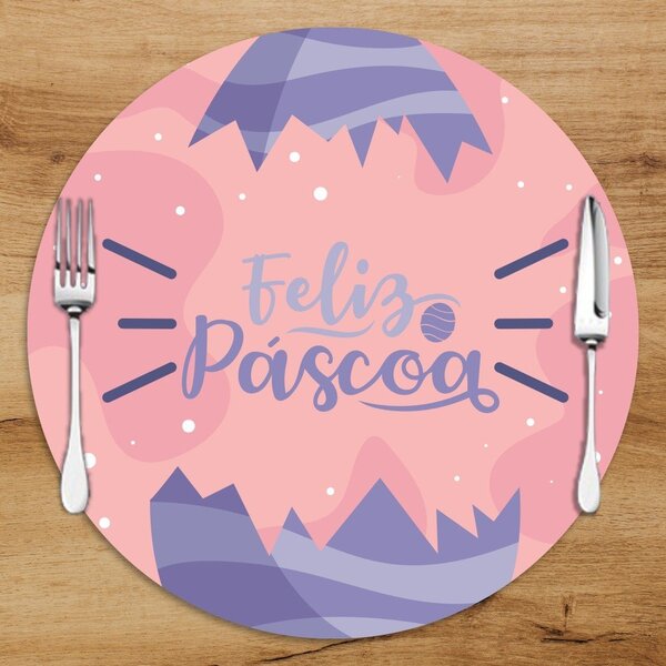Sousplat Em Mdf Com Estampa Feliz Páscoa Ovo Lilás