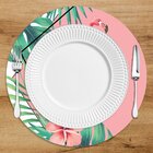 Sousplat Em Mdf Com Estampa Flamingo E Folhas