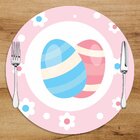 Sousplat Em Mdf Com Estampa Ovos De  Páscoa Azul E Rosa