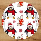 Sousplat Em Mdf Com Estampa Pinguins E Meias De Natal