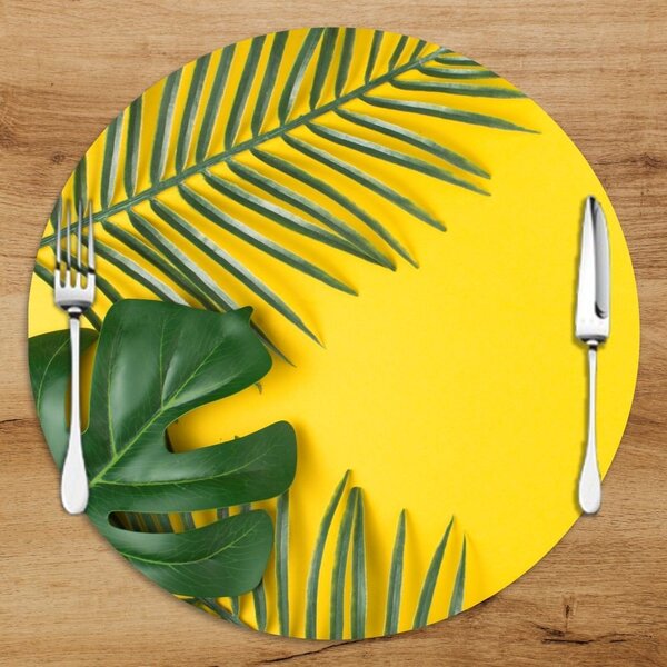 Sousplat Em Mdf Com Estampa Ramos De Palma E Costela De Adão