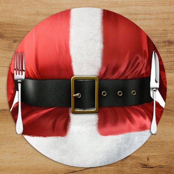 Sousplat Em Mdf Com Estampa Roupa Papai Noel